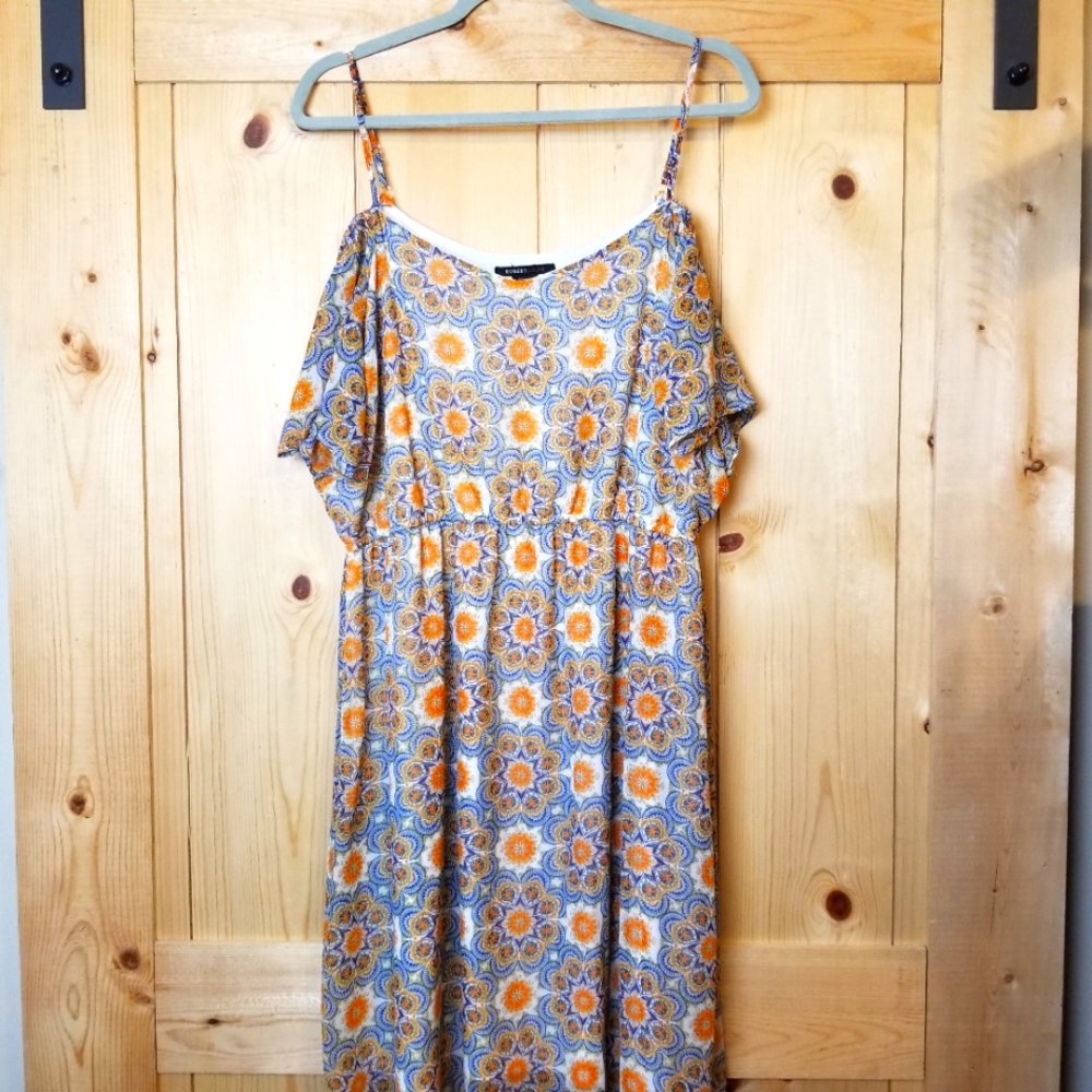 Robert Louis Flowy Nautical Paisley Drop Sleeve Spaghetti Strap Semi-Lin…